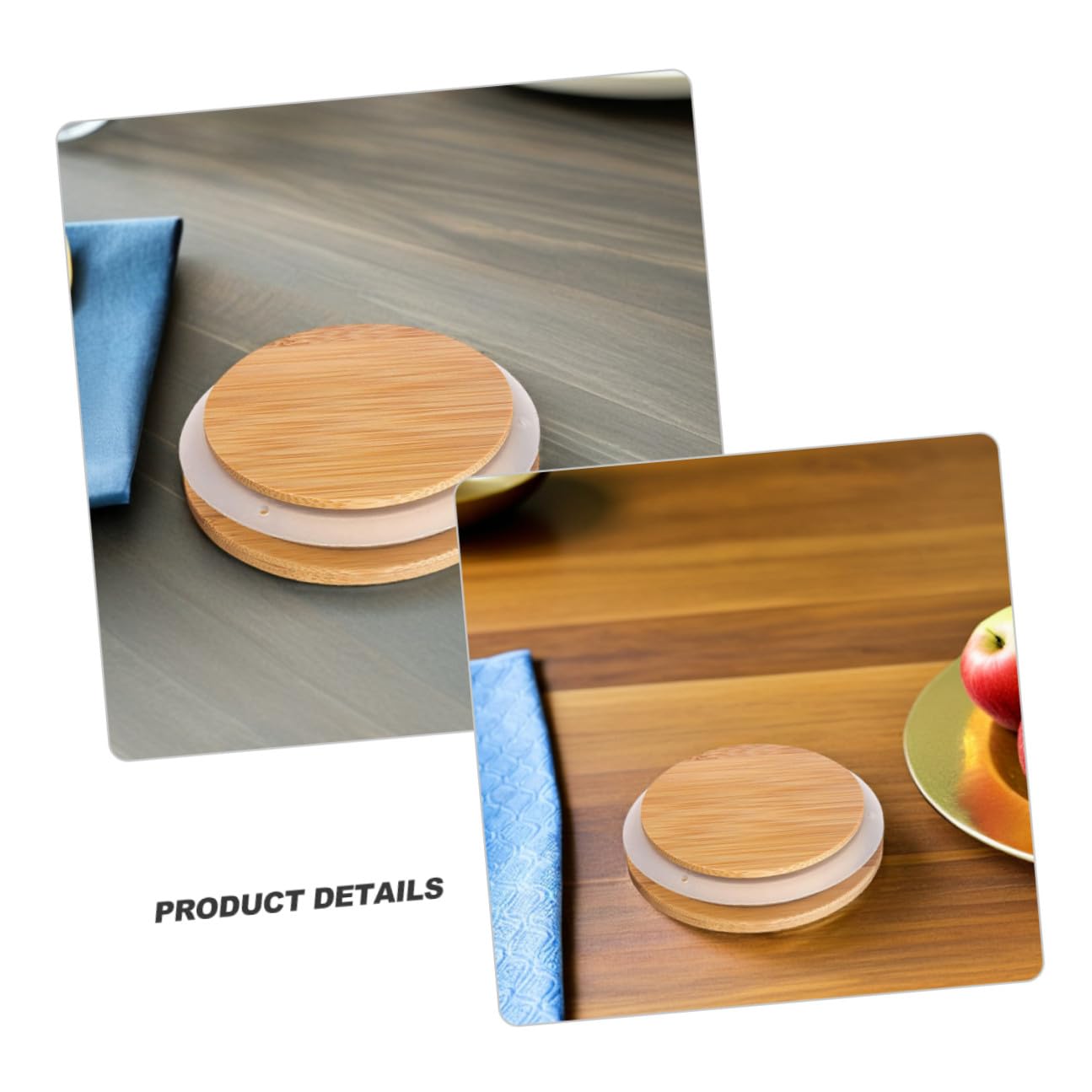 Coperchio per Barattoli in Vetro di Bambù e Silicone, 2 Pezzi, Pratico e Riutilizzabile per Cucina e Conservazione