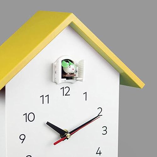 Miniatura 8 de Elegante reloj de pared de cuco, movimiento silencioso, diseño minimalista y moderno, reloj de doble uso para dormitorio de niños, sala de estar,