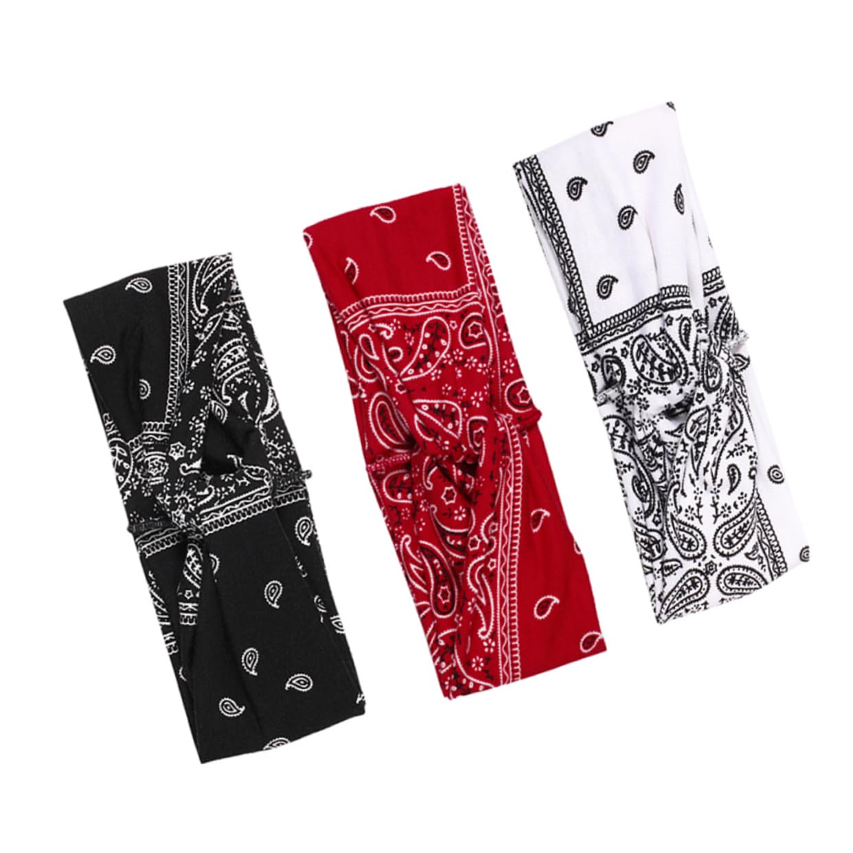 FRCOLOR 3 Set Bohemia Wrap by Elastic Knot Headband Workout Headband Bandana Accessorio Moda Donna Rosso//nero 3 Pezzi*3