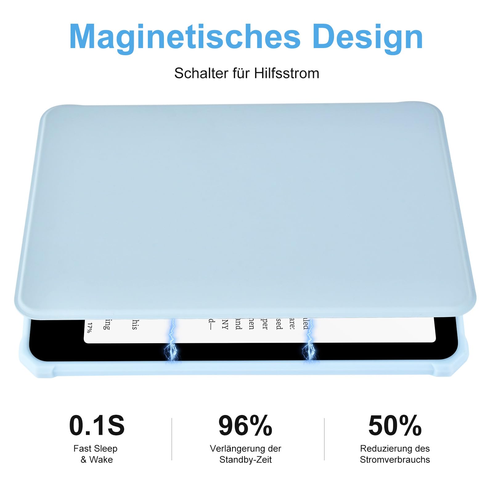 Custodia in pelle PU per Kindle Paperwhite 2024 (12° generazione) con scomparto carte di credito, blu