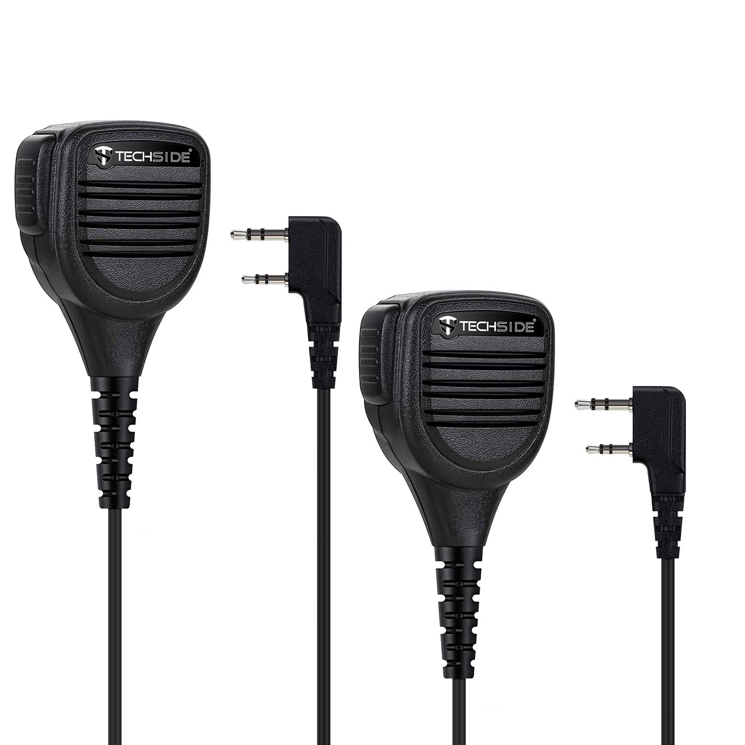 TechSide Mikrofon Wodoodporny 2-pinowy głośnik Kenwood + gniazdo 3,5 + klips obrotowy radio nadawcze | TS-T9+ TI-F8+ Midland G10 G11V CT210 BaoFeng UV5RA UV-82 (2 szt.)