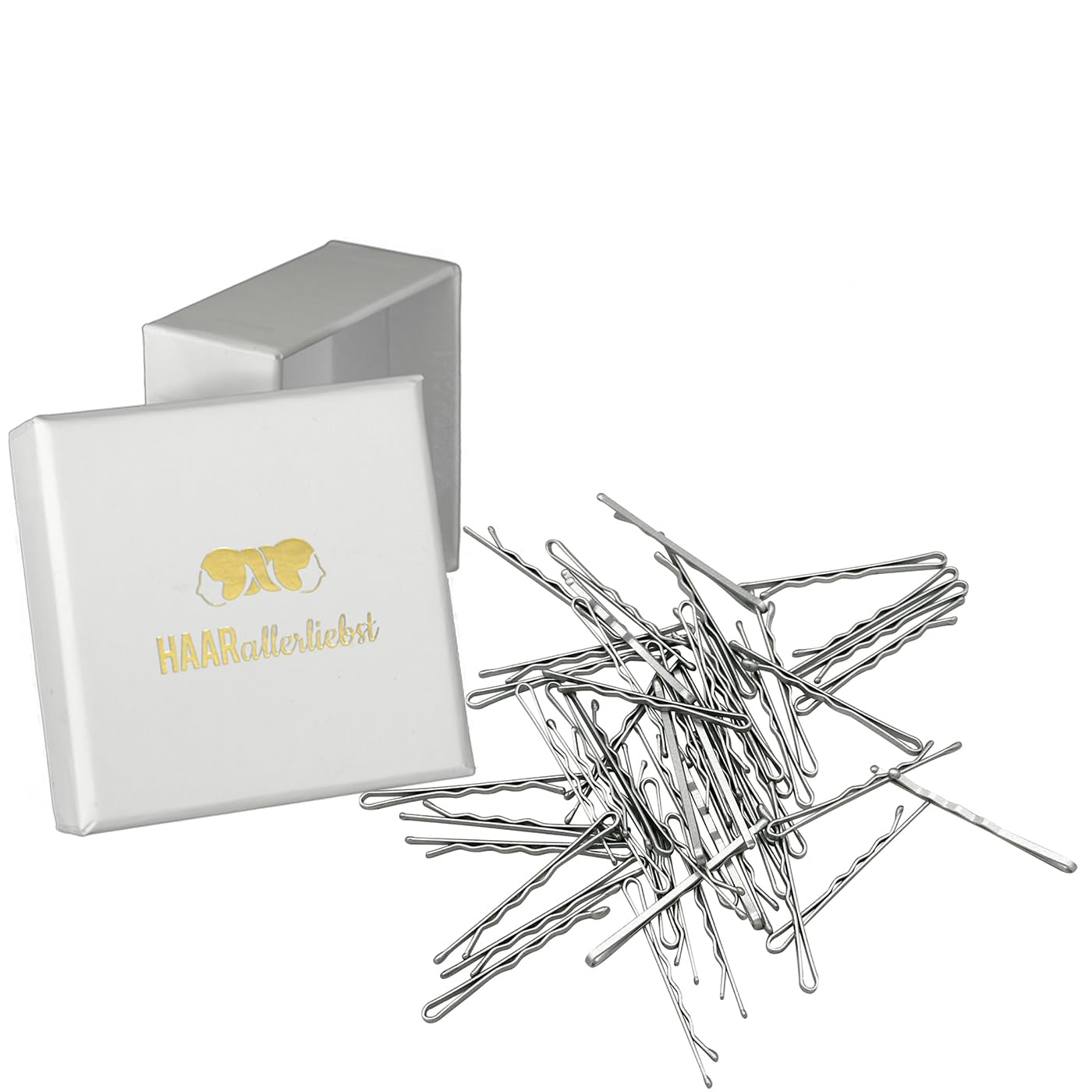 HAARallerliebst® Premium Bobby Pins Hair Clips, Pack of 50 Silver, Extra Wide and Stable, 5 cm Hair Pins Set