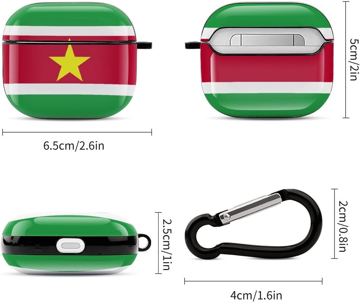 Suriname Flag Fashion Full-Body Protective Bluetooth Earbuds Case Cover for AirPods 3，Full Printed Earphone Case Cover with Keychain
