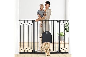 COMOMY 29.5-48.4" Cat Gate for Doorway with Adjustable Cat Door