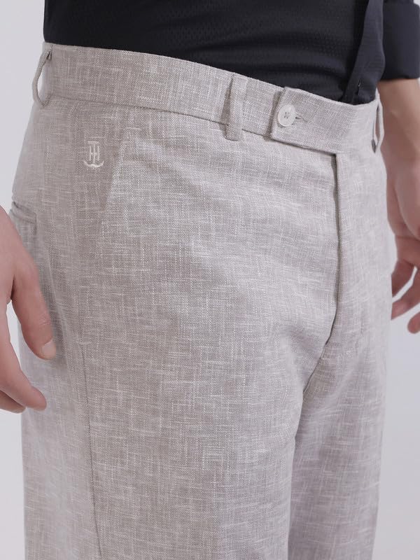 Image of TAHVO Men's Slim Fit Linen Tailored Trousers