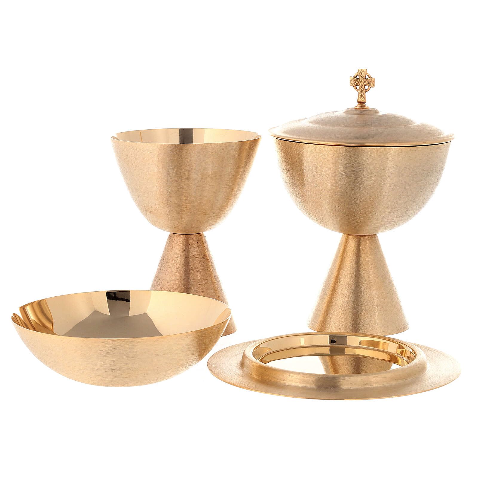 Holyart Calice, pisside, Patena, Patena offertoriale Satinati Bagno Oro, Patena offertoriale
