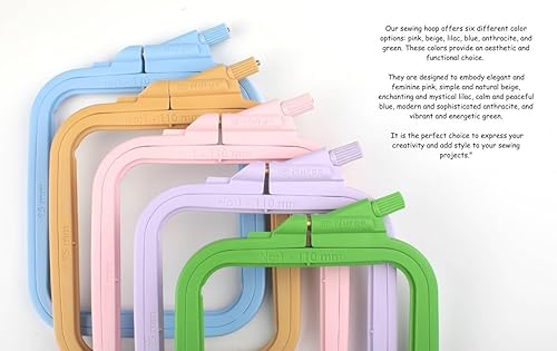 Miniatura 6 de Nurge Aro cuadrado para bordar, marco de punto de cruz de plástico para punto de aguja y bordado, aro ajustable para manualidades, color azul, n.º 2