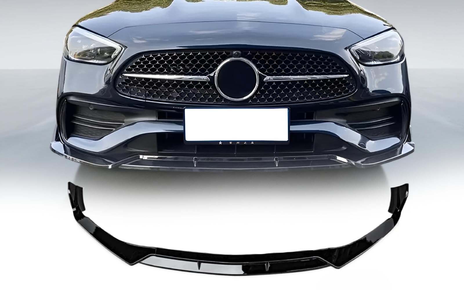 Mptuned Frontstoßstangen-Spoiler Glänzend Schwarz Kompatibel mit Mercedes-Benz C-Klasse W206 C300 AMG Limousine 2022-2024 | Hochwertiger ABS Kunststoff, Inklusive Befestigungsmaterial