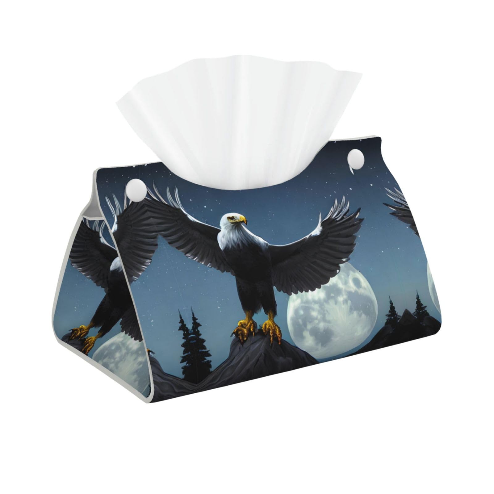 Little Bird nest Print Long Tissue Box Cover Holder â€ Foldable Leather Organizer for Vanity, Nightstand, Desk & Bathroom