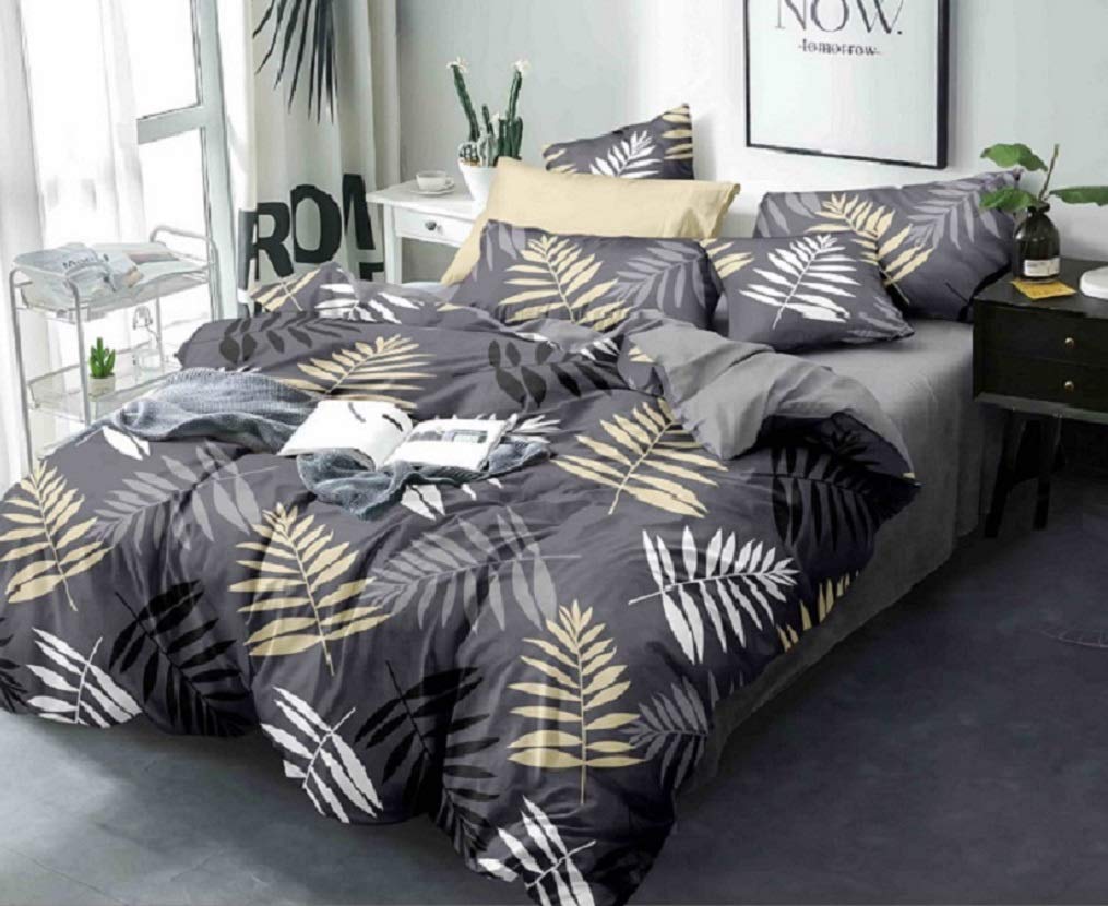 Soft Glace Cotton King Size Duvet Cover II Razai Cover II Quilt Cover for Double Bed Size with Zipper (Dohars) 90x100 inch-Grey-image-26