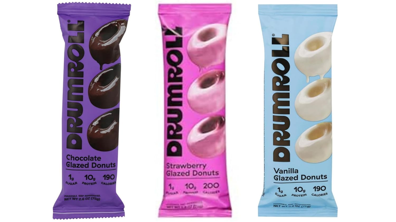 Generic - Drumroll Snacks Bundle (Vanilla, Chocolate, Strawberry)- 3 pack