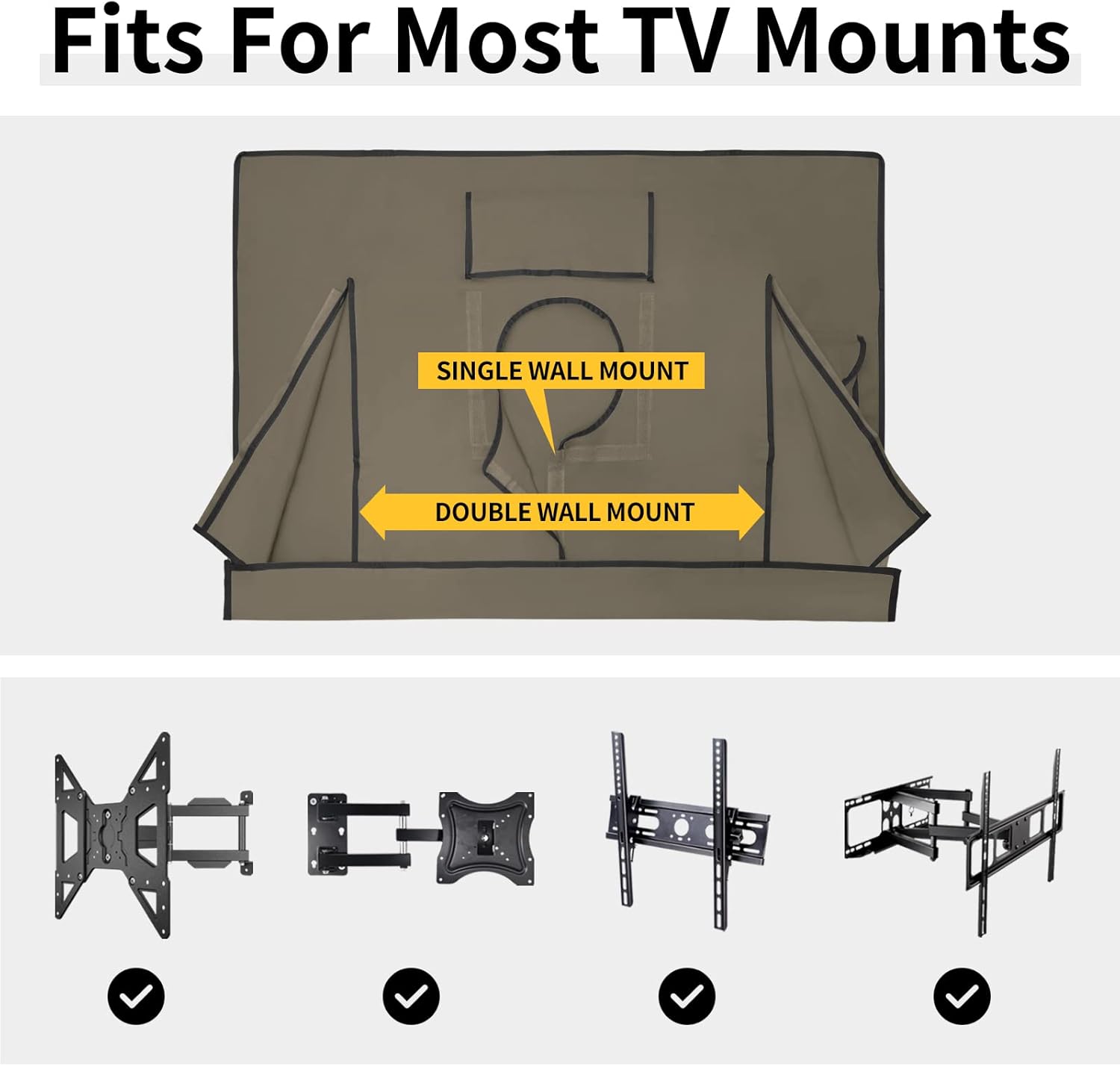 Waterproof Outdoor TV Cover for 65-70 inch TV with Bottom, Thick Fabric, Dustproof and Weatherproof TV Cover with Remote Control Pocket, Camel