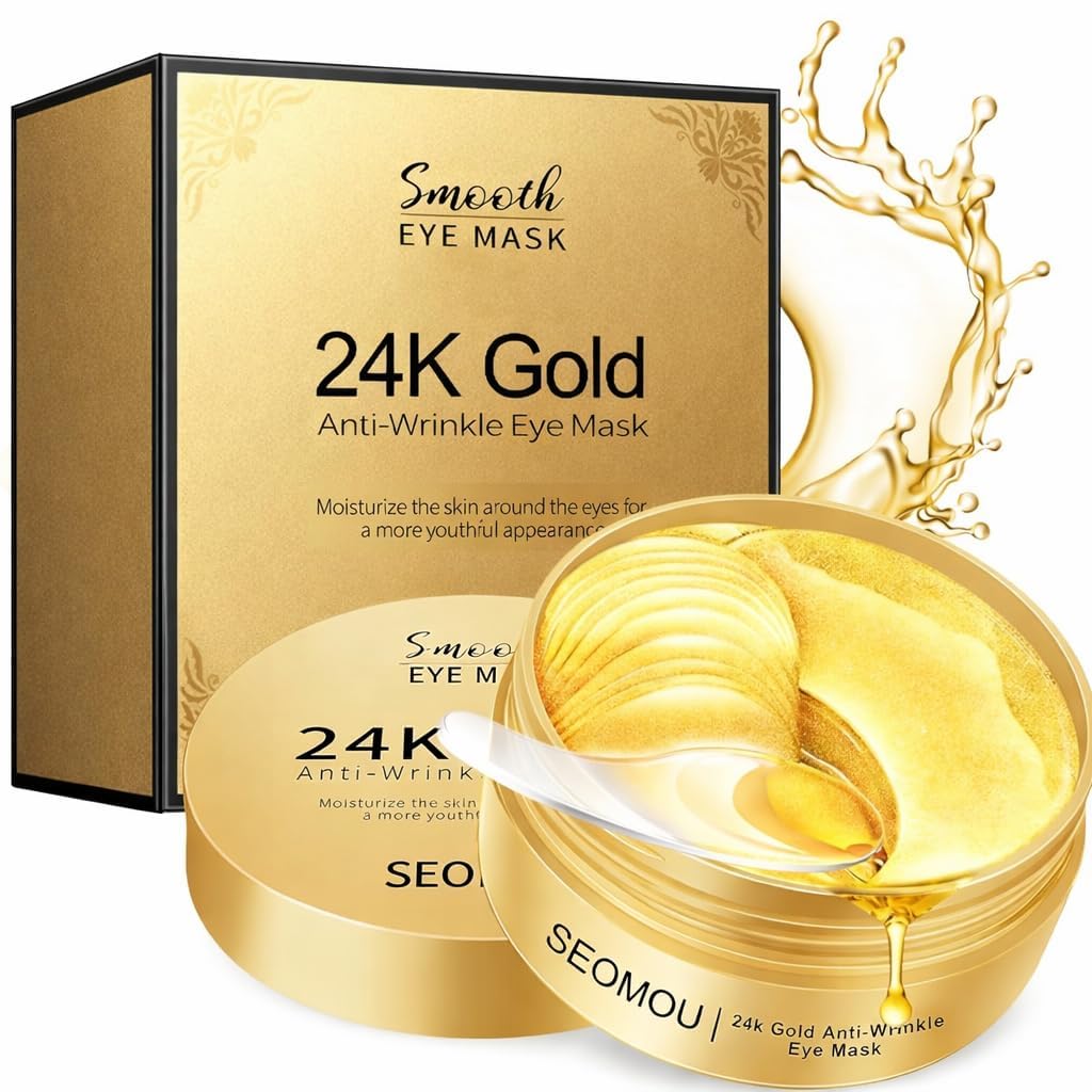 24K Gold Under Eye Mask for Dark Circles & Puffiness | Collagen Eye Mask for Fine Lines & Wrinkles | Hydrating & Brightening Gold Eye Gel Patches | for Women & Men | 60 Patches-image-20