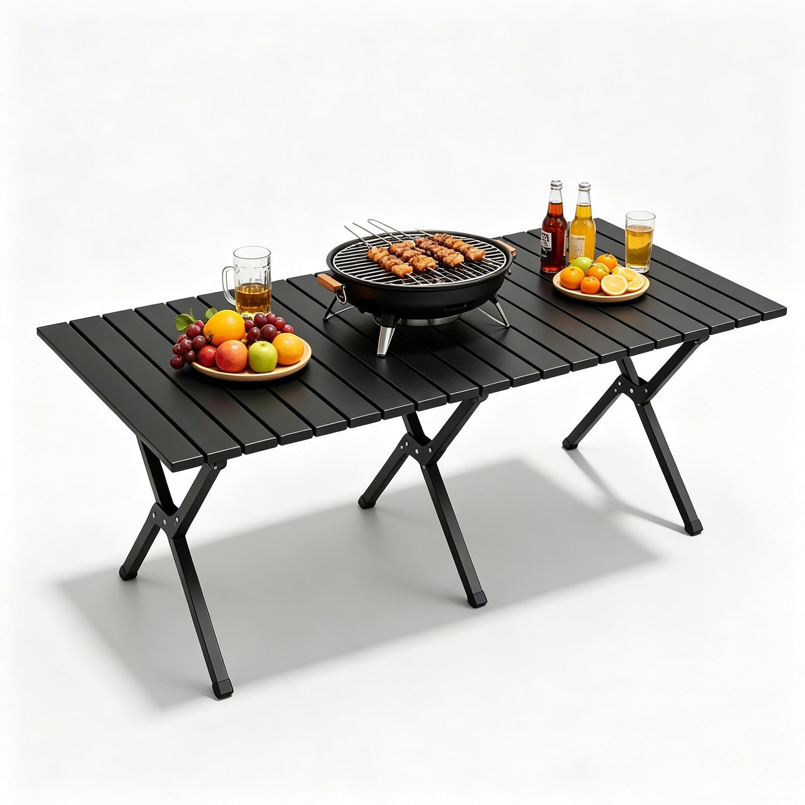 Mesas de Parrilla al Aire Libre | Mesa de Camping Plegable Portal de Acero al Carbono | Mesa Enrollable Ultraligera con Bolsa de Almacenamiento | Ahorro de Espacio(120cm/3.9ft)