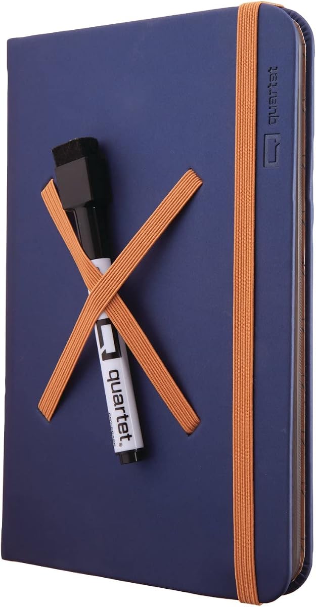 Quartet Portable Glass Dry-Erase Pad, 5" x 8", Closeable Cover, Kickstand, Desktop, White Board, Notepad, Travel, Blue (Q090GDPN03)
