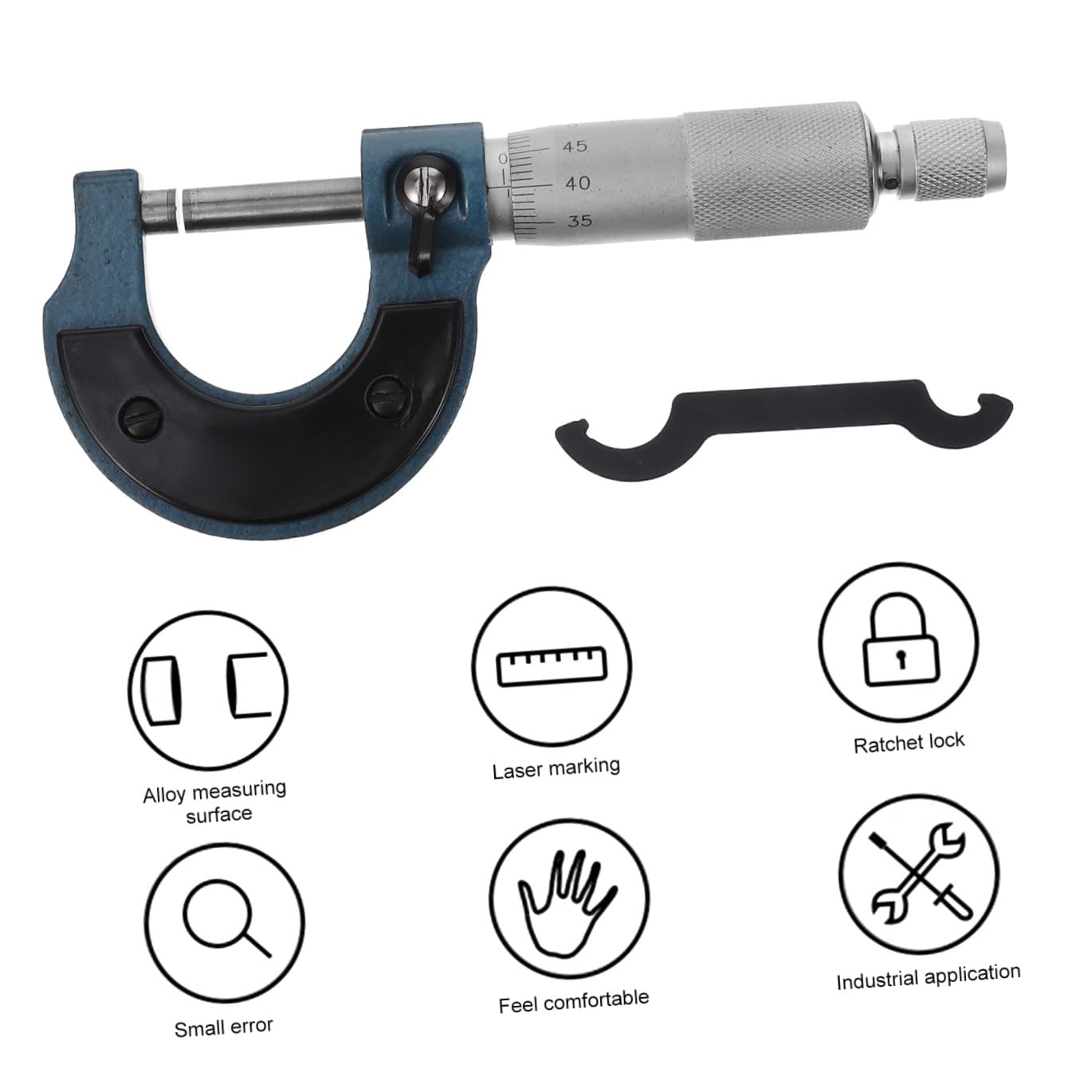 Portable Spiral Micrometer High Precision Outside Screw Measuring Tool for Machinists Jewelers Physics Experiments with Balanced Thimble and Insulation Frame Design