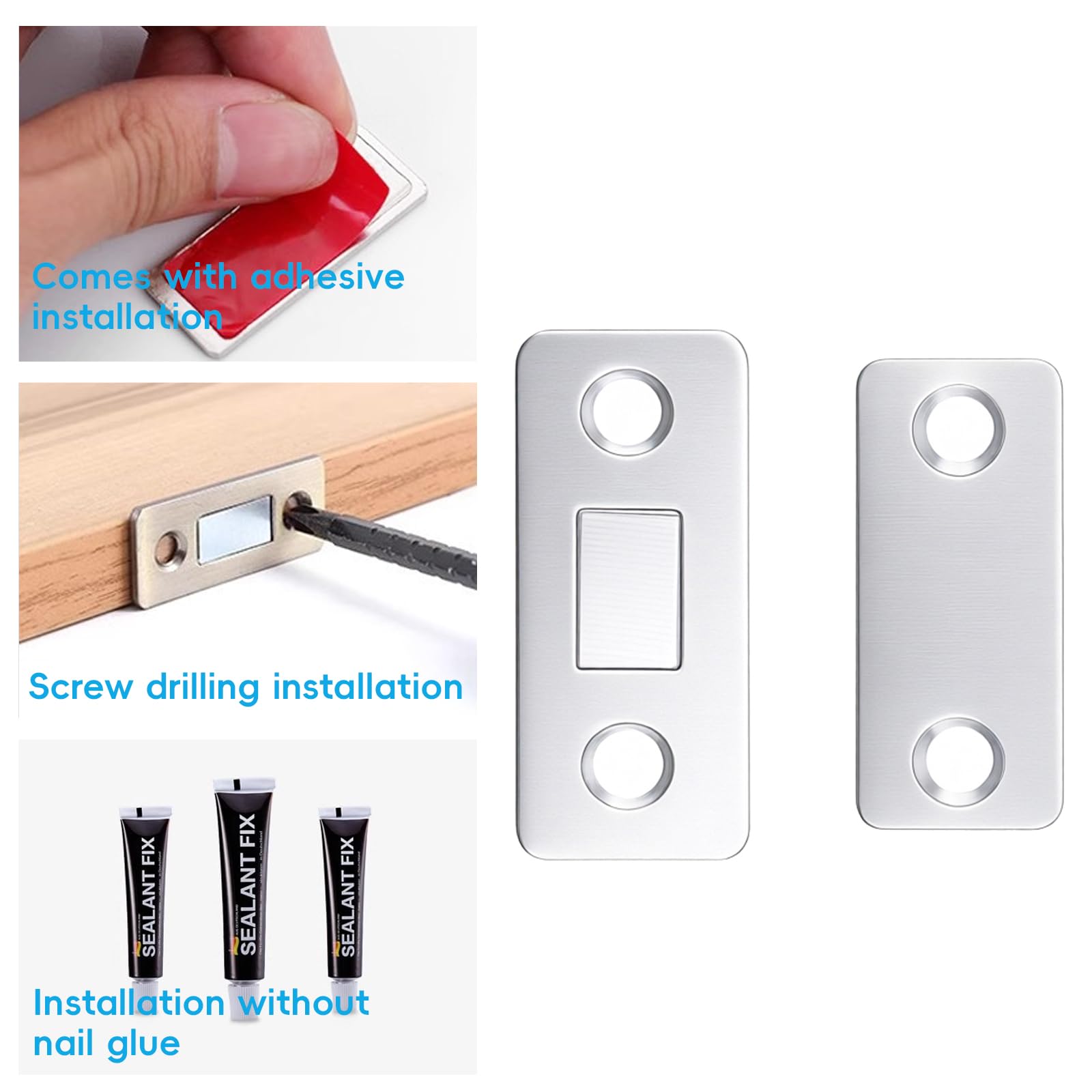 10 magneti per porta magnetica, ultra sottili, per porte dell'armadio, chiusura magnetica, per porta, armadio, chiusura magnetica, porta scorrevole, chiusura magnetica, chiusura magnetica + cacciavite