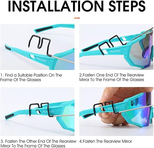 Miniatura 5 de Espejo de bicicleta Gafas de ciclismo Montura Espejo retrovisor de bicicleta Espejo retrovisor ajustable Gran Angular Vista trasera para Montaña