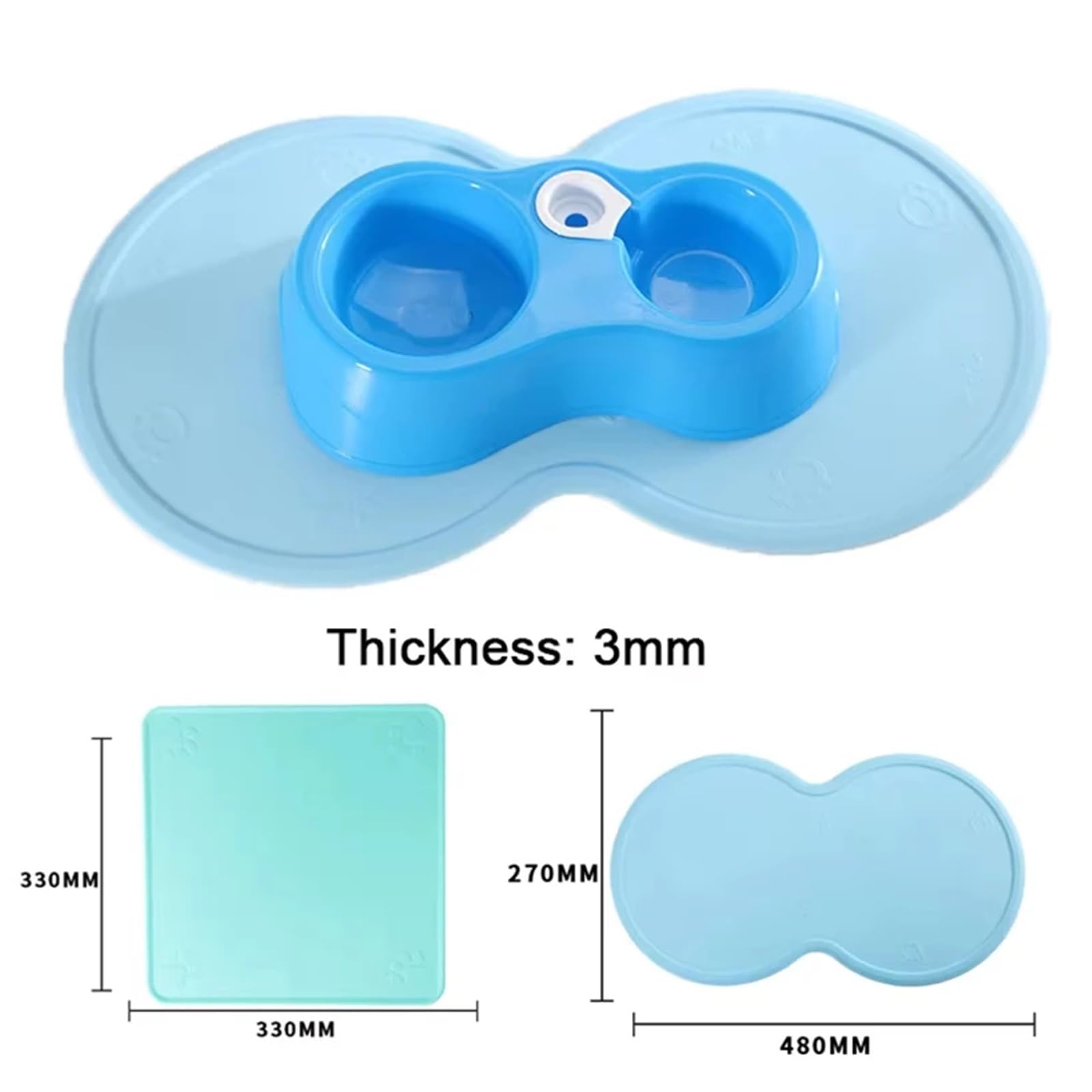 Futtermatten für Haustiere 48 * 27cm Pad Silikon Schüssel Futter Platzierung Hund Zubehör Katze Matten wasserdichte(Green)