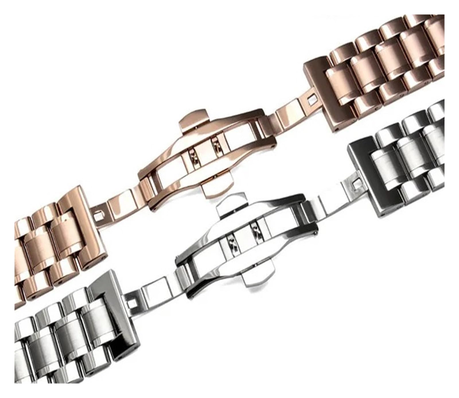 HuanJ Bracelets De Montre 14 16 17 18 19 Mm 20 21 Mm 22 Mm 23 24 26 Mm Bracelet De Montre De Rechange En Acier Inoxydable À 5 Maillons Avec Boucle Papillon