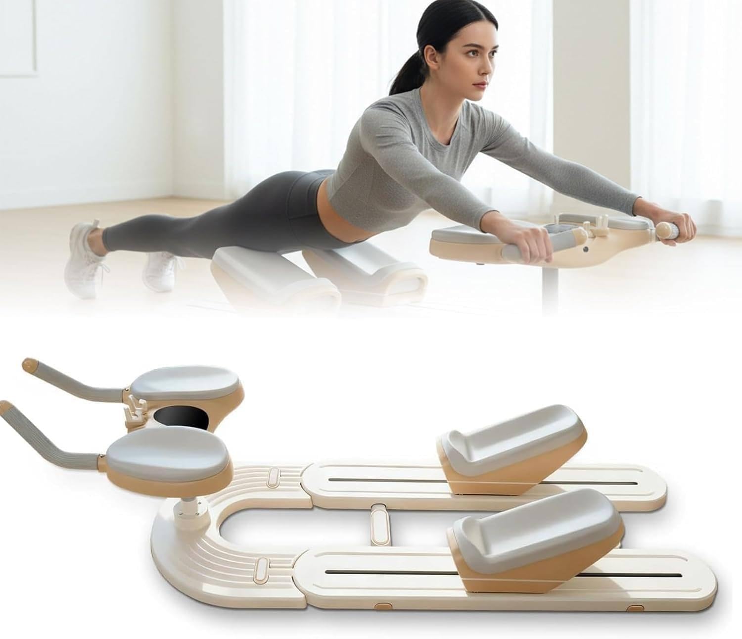 Spine Twist & Stretch Trainer für das Heimfitnessstudio–Wirbelsäulenstützgerät Core-Trainingsgerät mit digitalem Timer für Bauchmuskeltraining, Taillenstraffung und Beindehnung, 45 Cm Verstellbereich