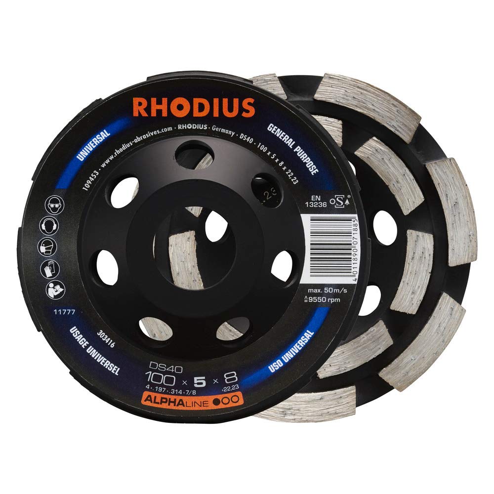 Rhodius Diamantschleiftopf DS40 Beton Ø 100 mm Bohrung 22,23 mm für Winkelschleifer