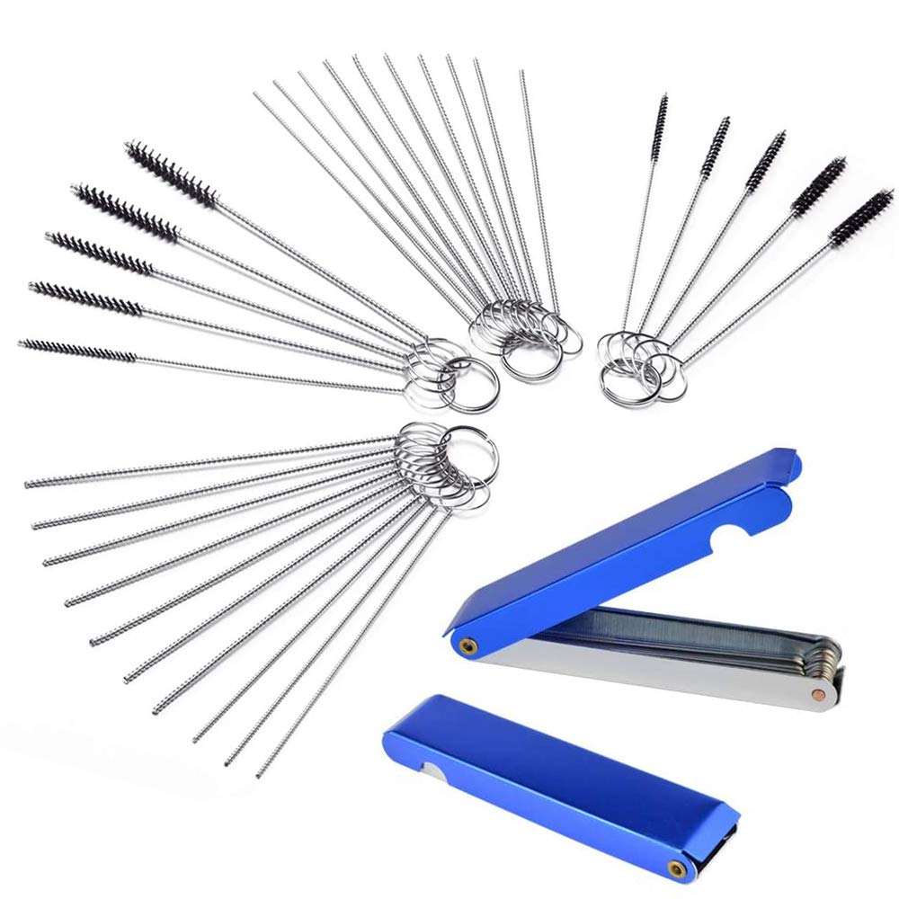 Carburetor Carbon Dirt Jet Remove Cleaner 26 Cleaning Wires Torch Tip Cleaner Tool +20 Cleaning Needles +10 Nylon Brush Tool Kit for Motorcycle ATV Moped Welder Carb Chainsaw Spray Torch Tips
