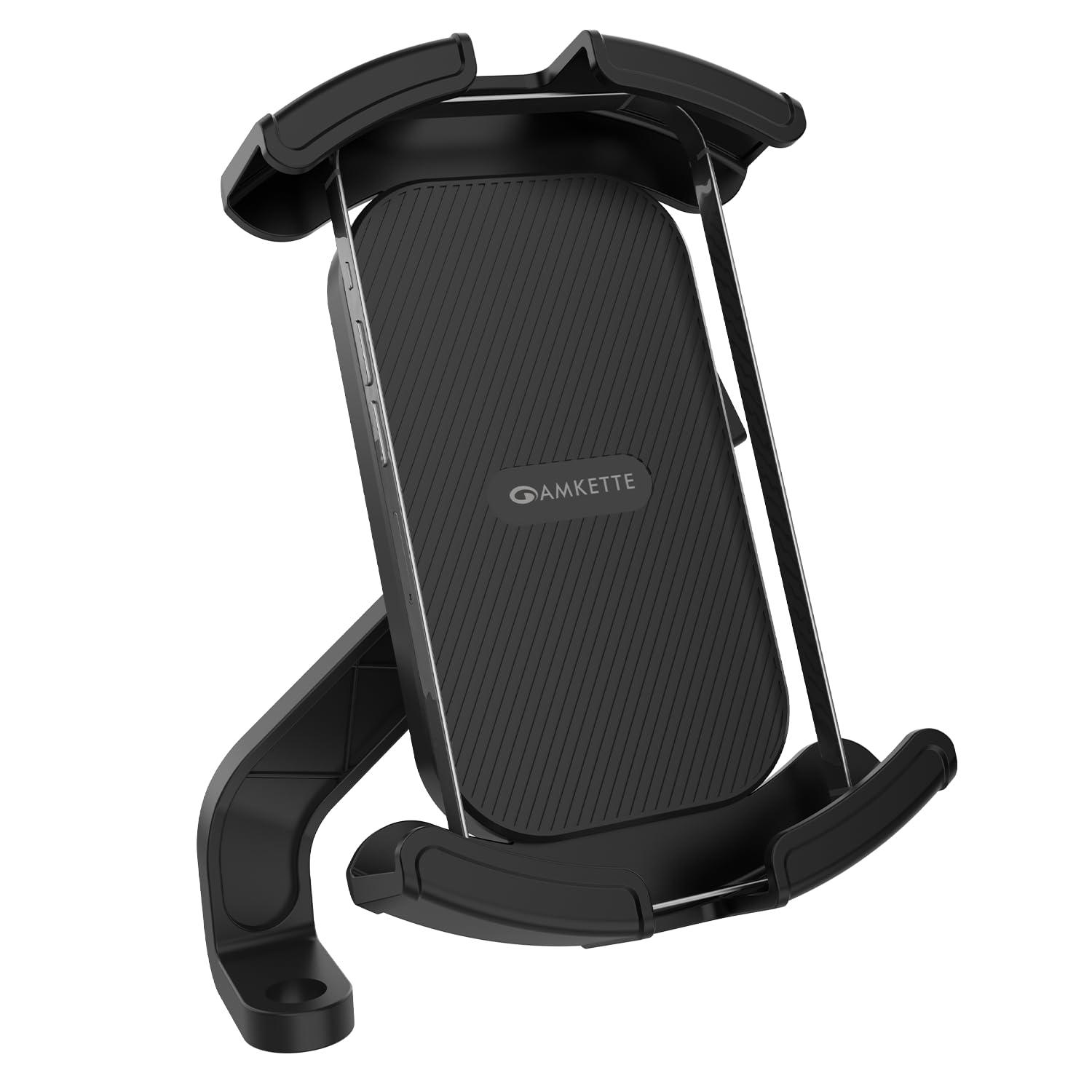 Amkette iGrip Secure X2 Mobile Holder for Bike & Scooty with Mirror Mount, One Press Lock & Unlock, Anti Slip Silicone Grip, 4 Corner Clamping, Compatible with 4.7”–7” Smartphones, Black-image-48