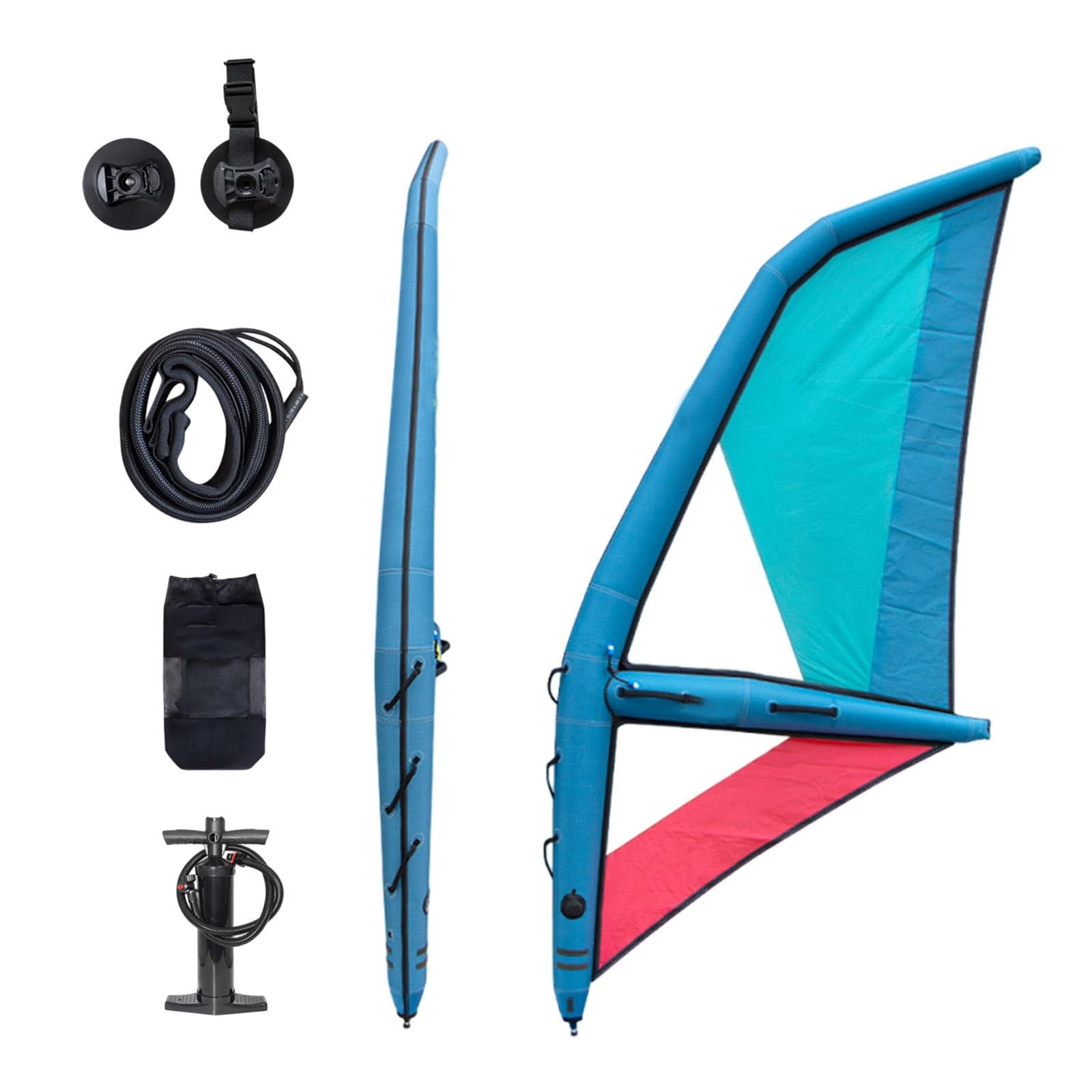 Zestaw z dmuchanym żaglem windsurfingowym do deski SUP | Kompletny zestaw żaglowy z pompką, plecakiem i dmuchaną konstrukcją – idealny na plażę i jezioro(2.2㎡)