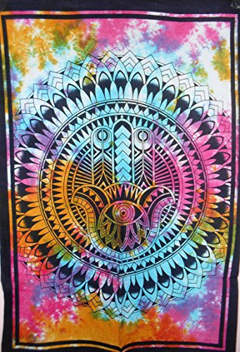 Tradicional Jaipur Tie Dye Hamsa Mano Wall Art Póster, tapiz hippie, Indian wohnheim eingerichtet, Boho tipo pared, Bohemian, para aufh?ngen gr??S 76,2?X 101,6?Cm mucho GL?CK Póster o pared pegatinas
