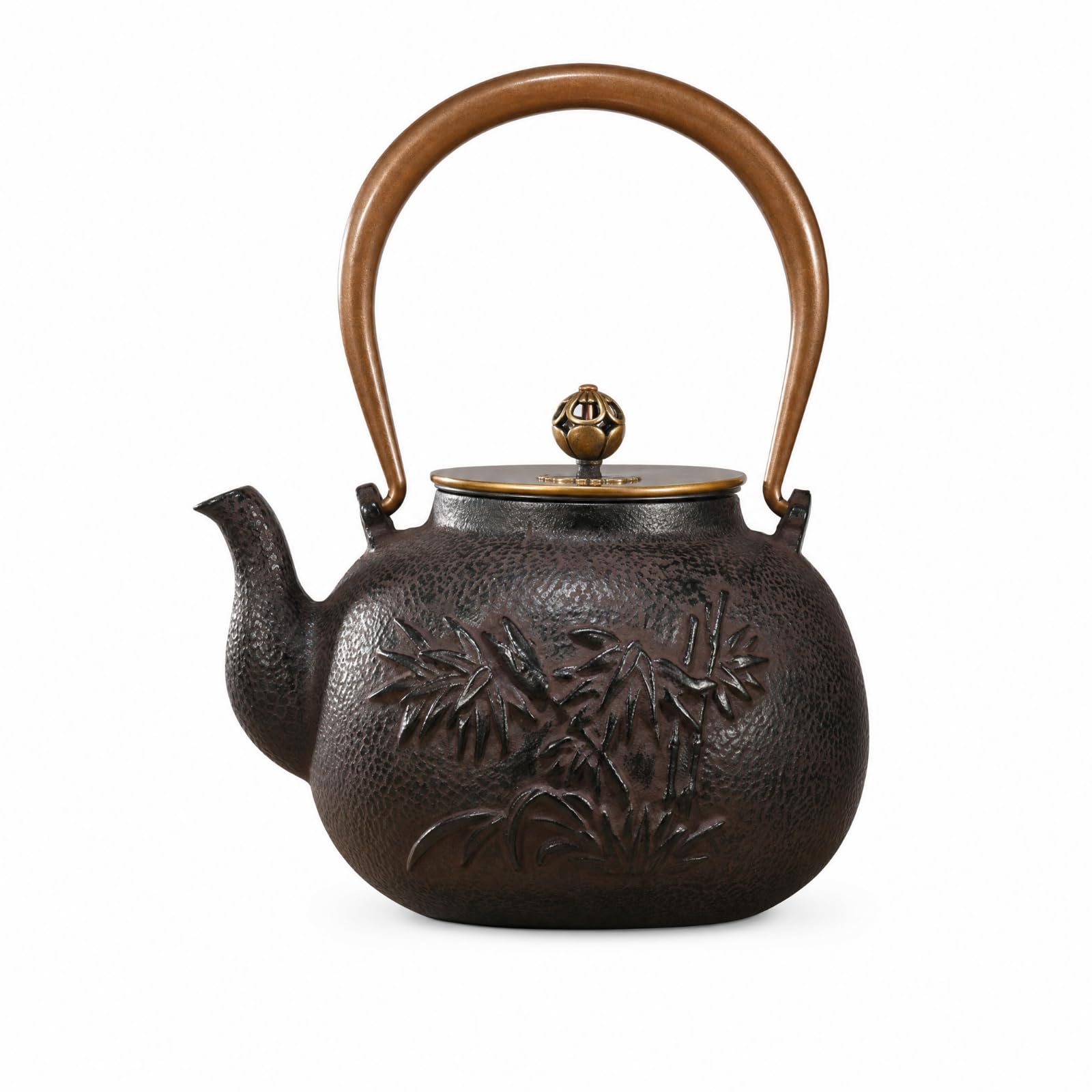 kowaku Tetera de Hierro Fundido Tetera Hervidor Jarra Caldera con Colador Extraíble de Malla Fina Vertido Controlado y Tapa con Decorativo Adecuada para Mesa, Maroon, Zhizuchangle