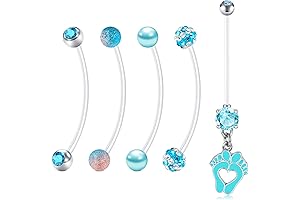 Pregnancy Personalized Dangle Belly Ring 14G; 100% Safe For Pregnant Women