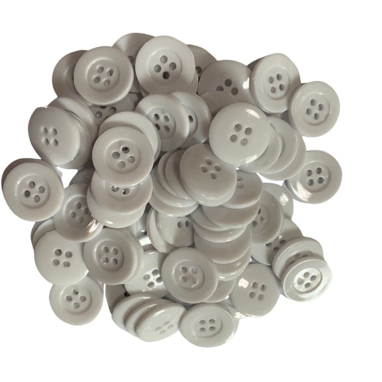 Kocraft3/4'' (20mm) Flatback Button 4 Holes Multicolor 100 Pcs Resin Craft for Crafts Making, Clothes Sewing and DIY Projects, Scrapbook (White)