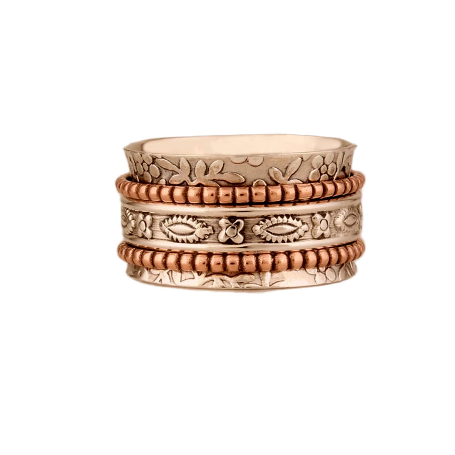 925 Sterling Silber Spinner Ring Unisex, minimalistisches Meditations-Fidget-Band, Meditation zur Angstlinderung, rotierender, gehämmerter Boho-Ring für Entspannung und Komfort | LK_VSP_TT_0579