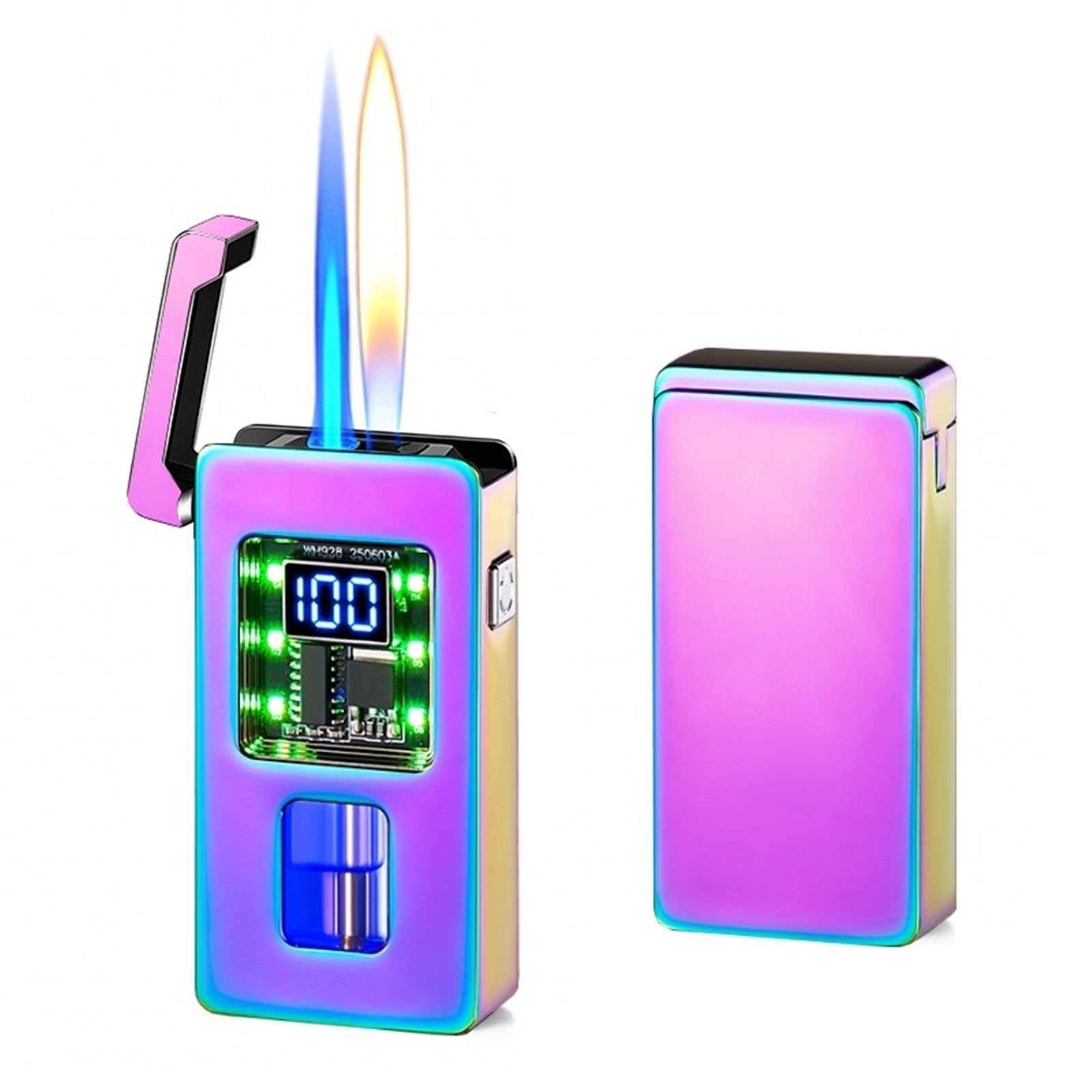 Briquet double flamme jet tempête idéal pour vos sorties nature et camping outdoor