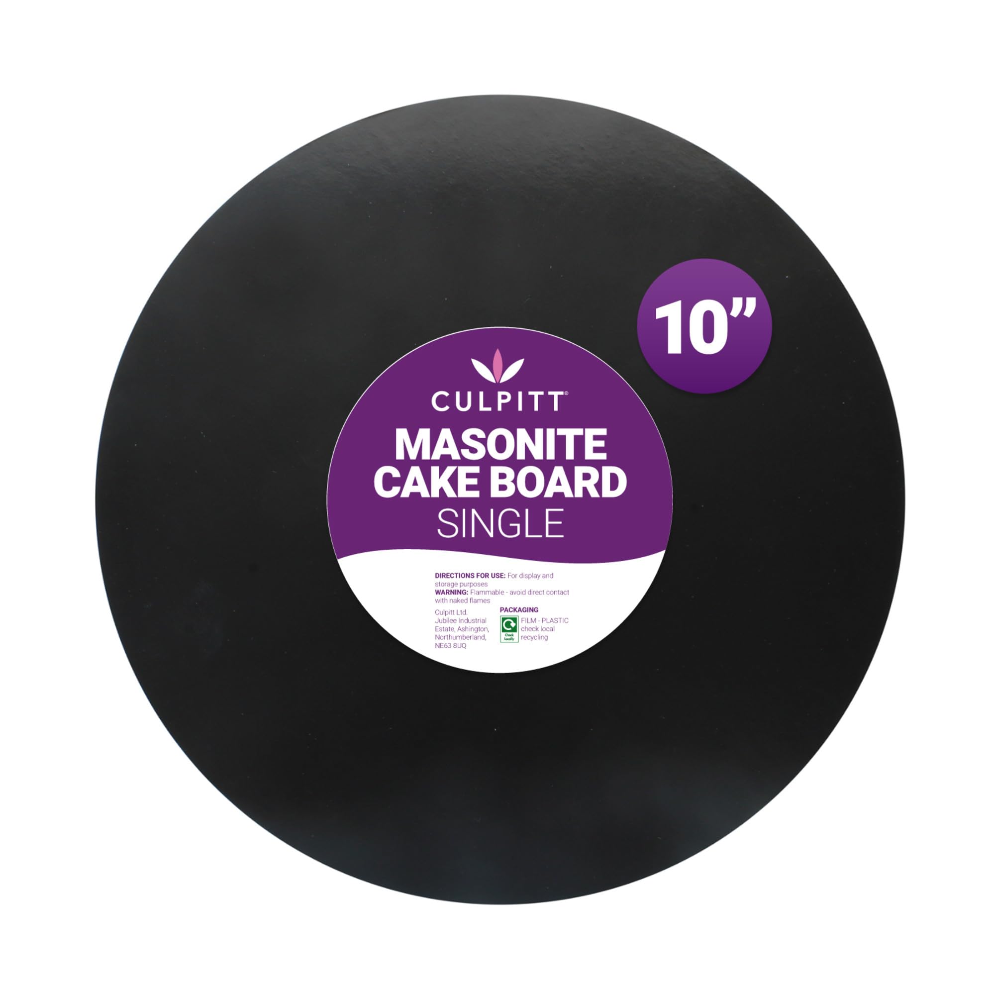 Culpitt Gloss Black Black 10" Masonite Cake Board, Extra Strong, Round, 5Mm Thick | | 254Mm | 10 Inch Round