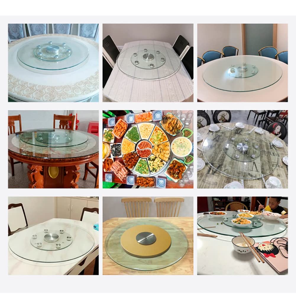 Giradischi Lazy Susan in Vetro, Lazy Susan Trasparente Rotondo Grande, Piatto da Portata con Vassoio Girevole da Tavolo da Cucina, Vassoio Girevole in Vetro temperato con Sistema di Assisten