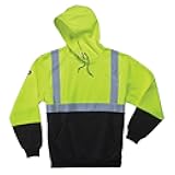 mens X-large Type R Class 2 Black Front Hooded Sweatshirt, Lime/Black, X-Large