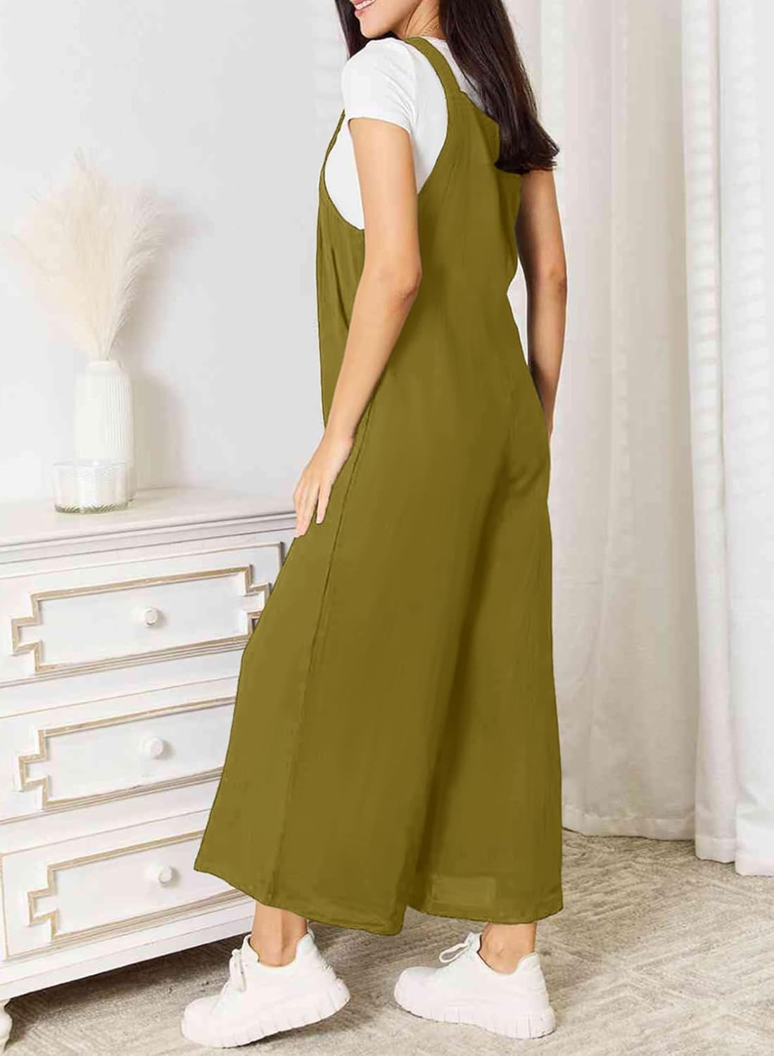 Dokotoo Women's Casual Loose Overalls Jumpsuits One Piece Sleeveless Wide Leg Long Pant Rompers With Pockets - Image 5