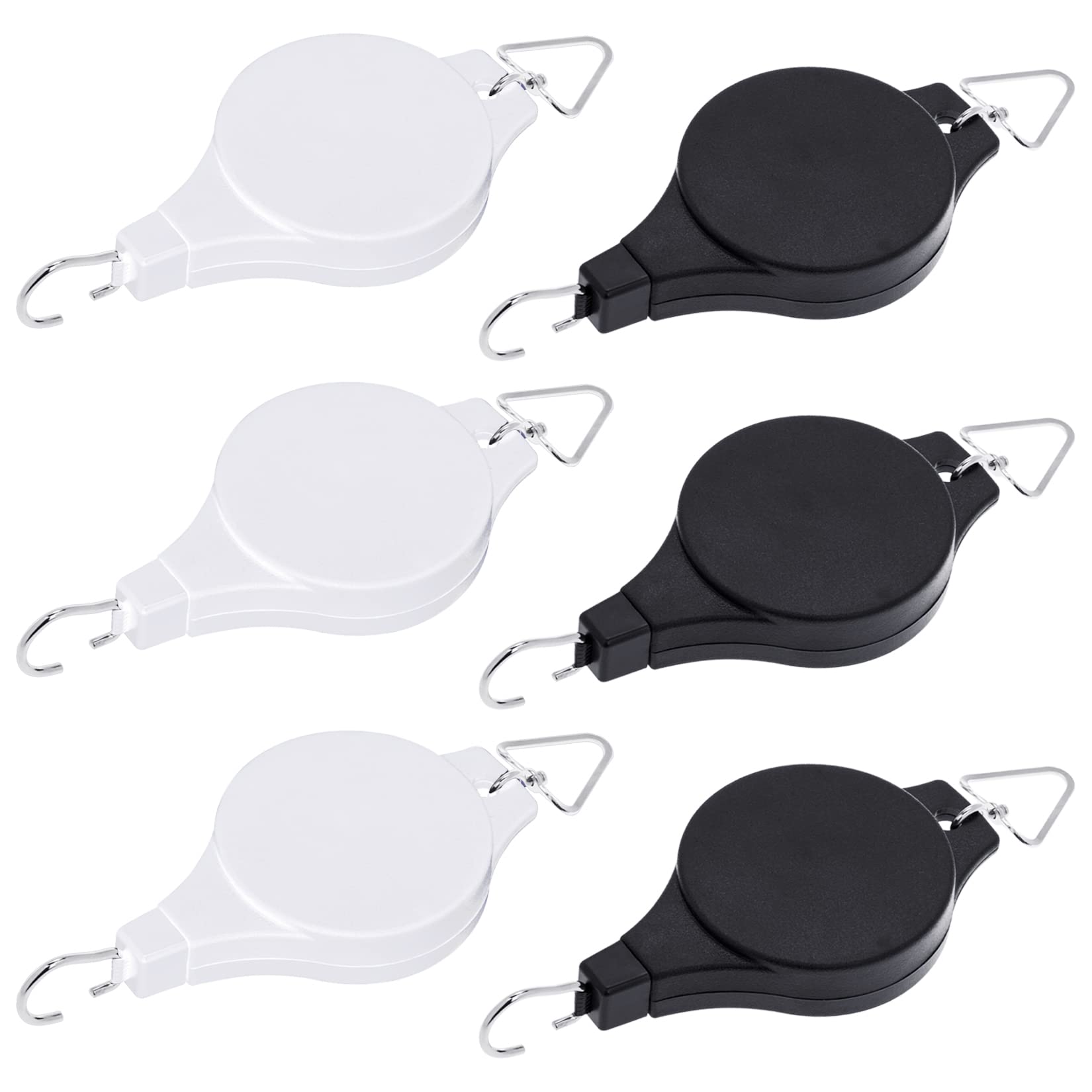 Hmxpls 6 Pack Plant Pulley Retractable Hanger, Easy Reach Plant Pulley Adjustable Height Wheel for Hanging Plants Heavy Duty, Indoor Outdoor Plant Hanger for Garden Baskets Pots - Black and White