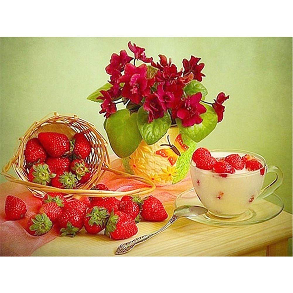 Point de croix toile diamant art painting de fruits en cristal 80x100cm
