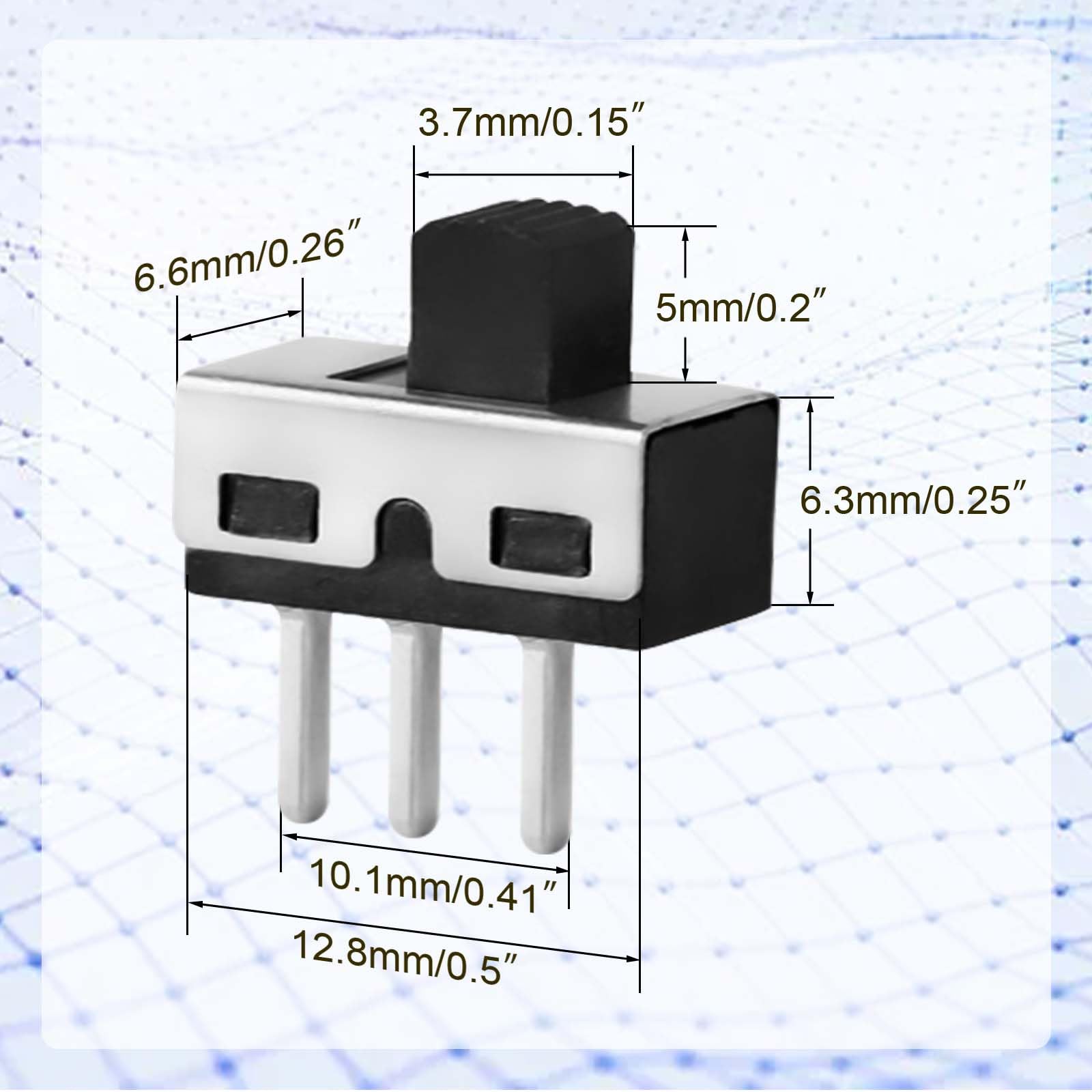20pcs Micro Slide Switch,High Knob Vertical Slide Switch SPDT 3 Pin 2 Position 1p2t Panel SS-12D10