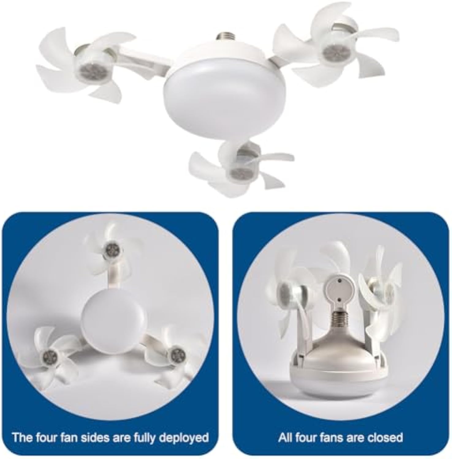 BomKra Ceiling Fan with Lights and Remote 2025 New 4 Heads Drone Ceiling Fans LED 50W 3 Speeds Modern Fan Light Dimmable 3 Color Light Bulb Fan for Bedroom Living Room - Image 3
