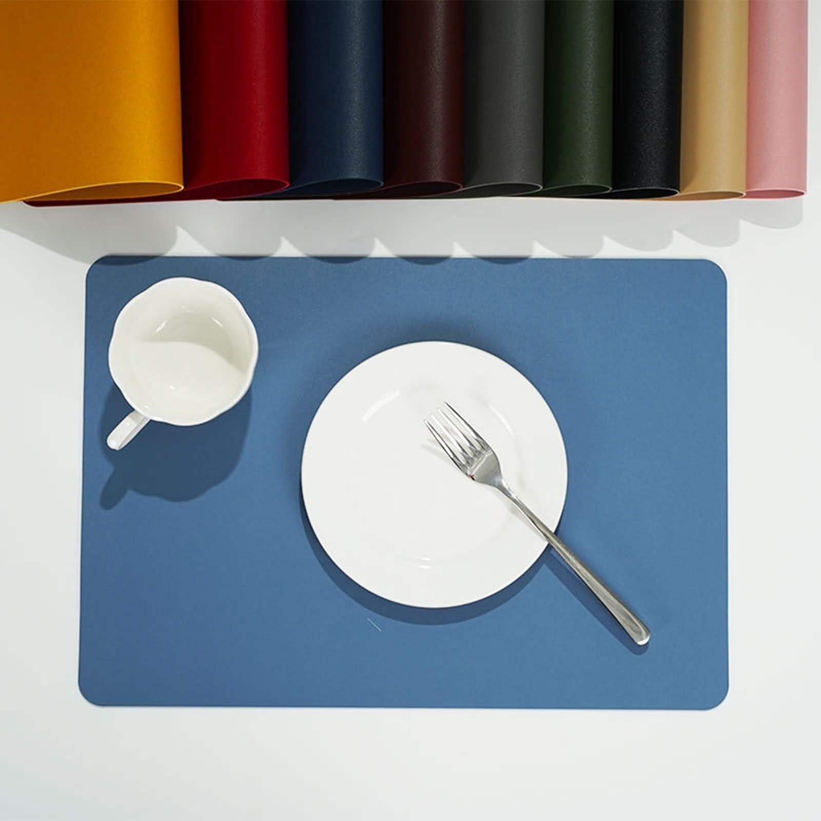 Set di 4 tovagliette vintage per bistrot, 30 x 43 cm, tovagliette rotonde, in pelle, tinta unita, PVC, Pet