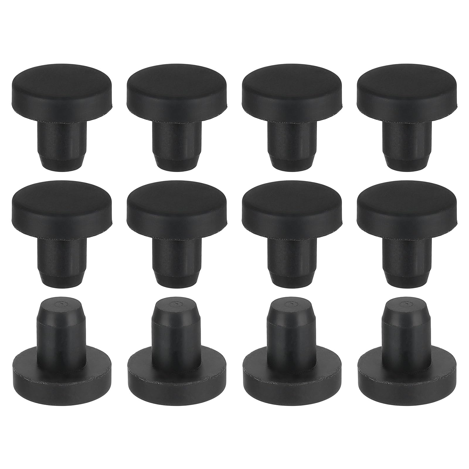 sourcing map 35Pcs Silicone Hole Plug 7mm, Black High Temp T Type Rubber Stoppers for 6.3-7.05mm Hole, Solid Waterproof Button Hole End Covers for Powder Coating, Sealing Plugs, Pipe Holes