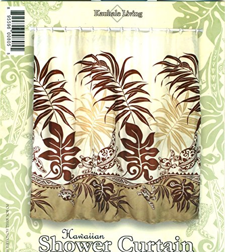 Kauhale Living Hawaiian Fabric Shower Curtain (Honu Turtle Under Seaweed)