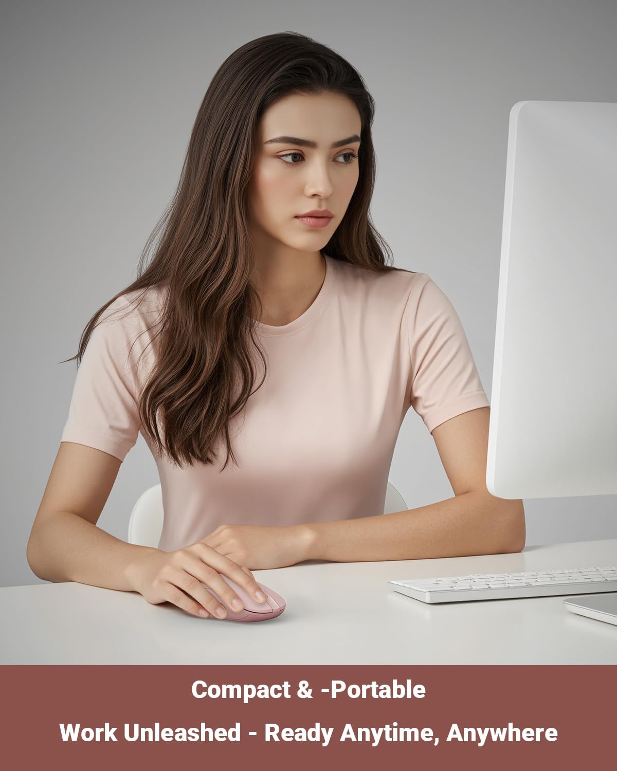 USB Wireless Mouse for Laptop PC Mac, 2.4GHz Cordless Mouse with 6 Buttons, 5-Level Adjustable 4000 DPI, Ergonomic Portable Optical Computer Mice, 24-Month Battery Life-Pink - Image 7