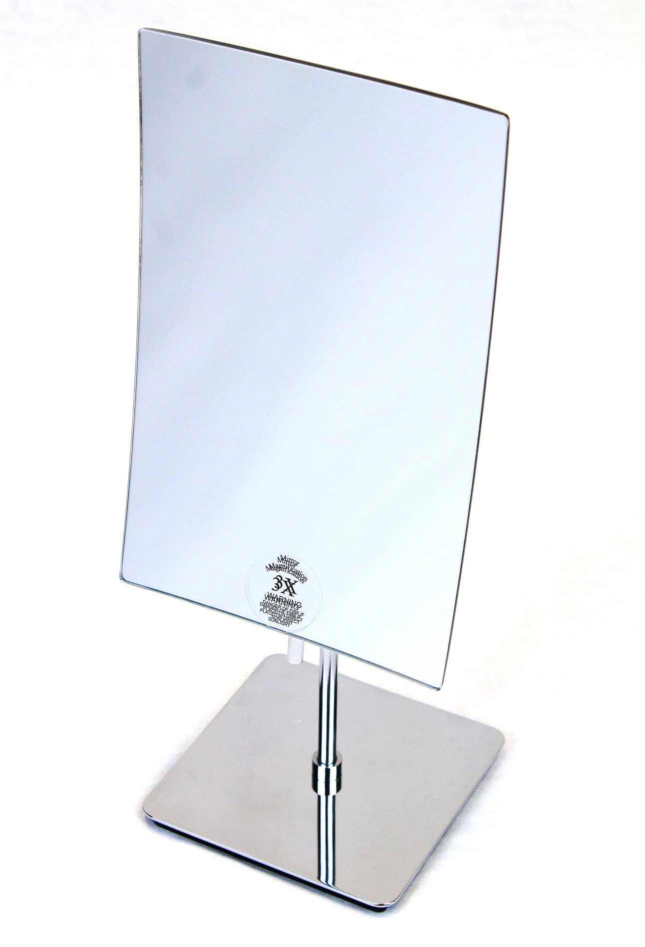 Hospitality Source Polished Chrome Adjustable Angle Frameless Make-up Mirror, Non-lit with 3X Magnification and Weighted Base. Commercial Grade Quality.