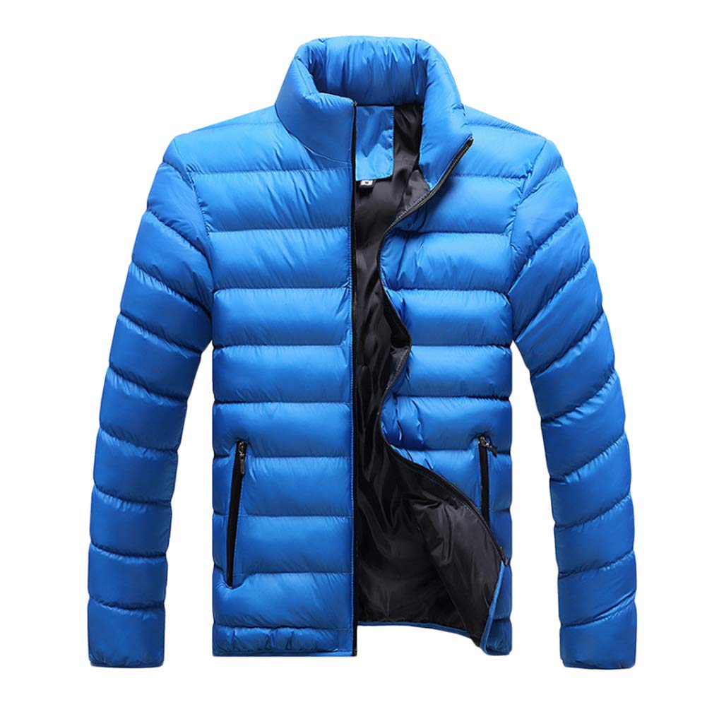 Yaott Men's Sky Blue Puffer Down Jacket Lightweight Casual Jackets Warm Casual Winter Outerwear L