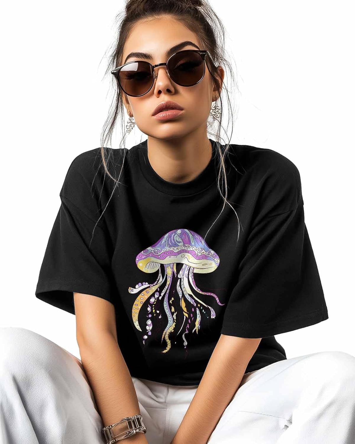 T-Shirt for Women, Water Bohemian Jellyfish - Image 2